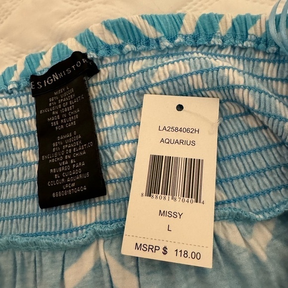 NWT turquoises and white chevron Maxi Dress womens  size L strapless - Picture 8 of 11